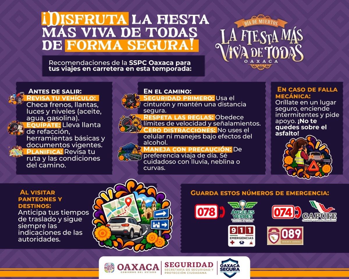 SSPC emite recomendaciones viales para prevenir accidentes durante las festividades de Día de Muertos
