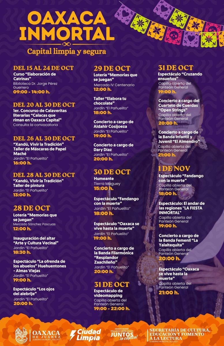 Oaxaca de Juárez presenta su agenda cultural y operativo vial para las festividades de Día de Muertos